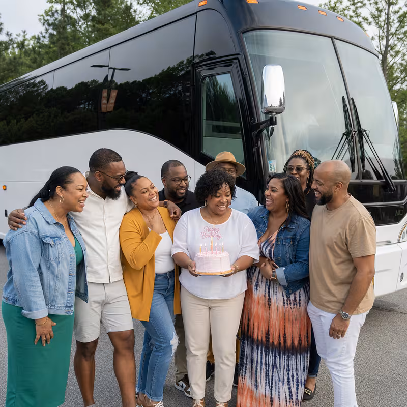 Passengers loading luggage while boarding an Mobile group shuttle