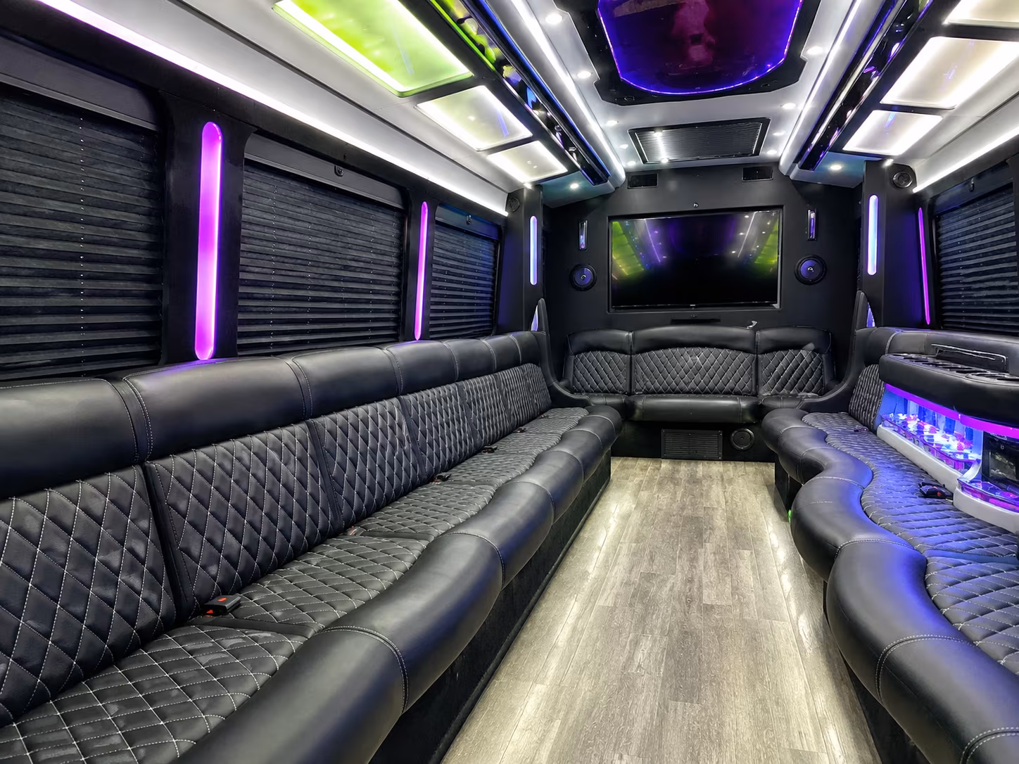 Mobile Bachelor & Bachelorette Transportation party bus interior
