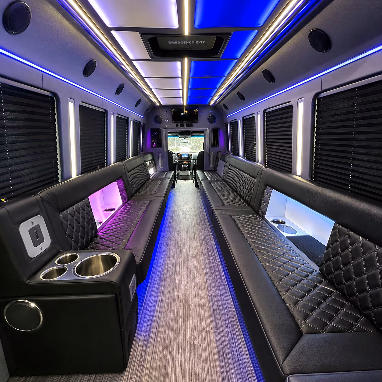 Mobile Birthday, Sweet 16, & Quinceañera Transportation party bus interior