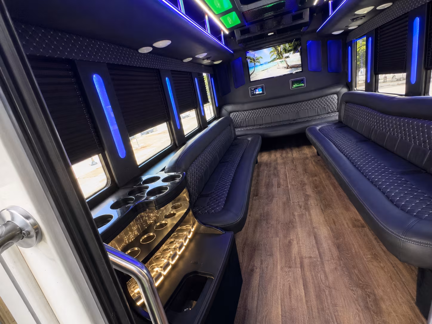 Mobile Wedding Transportation party bus exterior