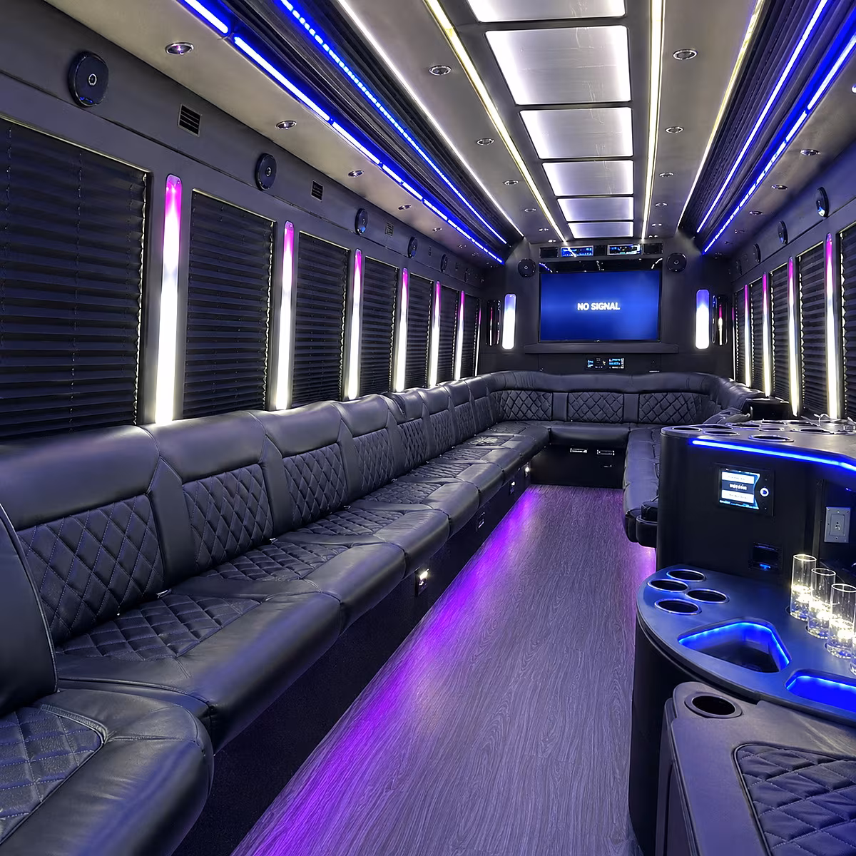 Mobile Wedding Transportation party bus interior