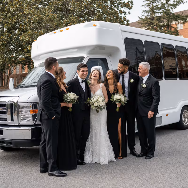 Passengers loading luggage while boarding an Mobile group shuttle